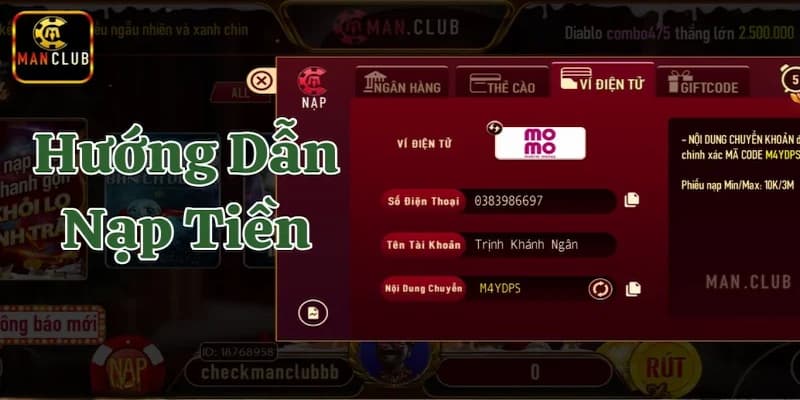 Hướng dẫn chi tiết cách nạp tiền Manclub
